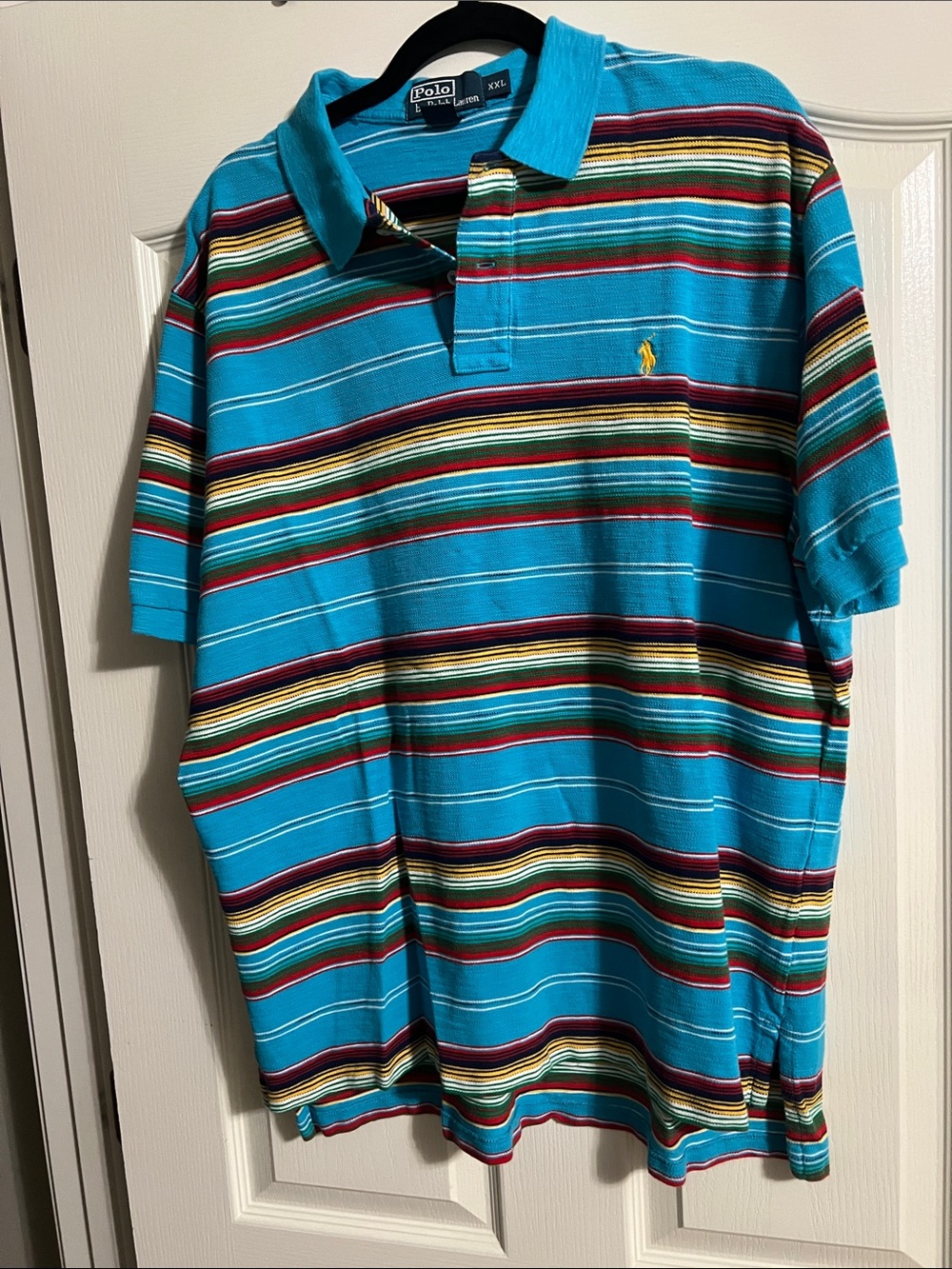 Polo by Ralph Lauren Turquoise Striped Polo with Multicolor Bands